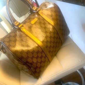 Gucci Gold GG Imprime Coated Medium Joy Boston